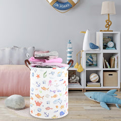 FXOCSHE Marine Animal Kids Laundry Basket waterproof lining closeup emphasizes easy cleaning