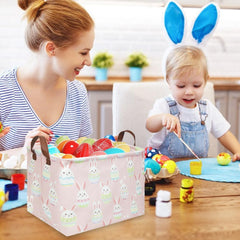 FXOCSHE nursery hamper pink close up highlighting linen cotton feel