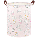 FXOCSHE Pink Hamper close-up shows sturdy handles for easy carrying