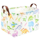 FXOCSHE Rectangle Dinosaur Basket front view, ideal for toy organization in a kids' room