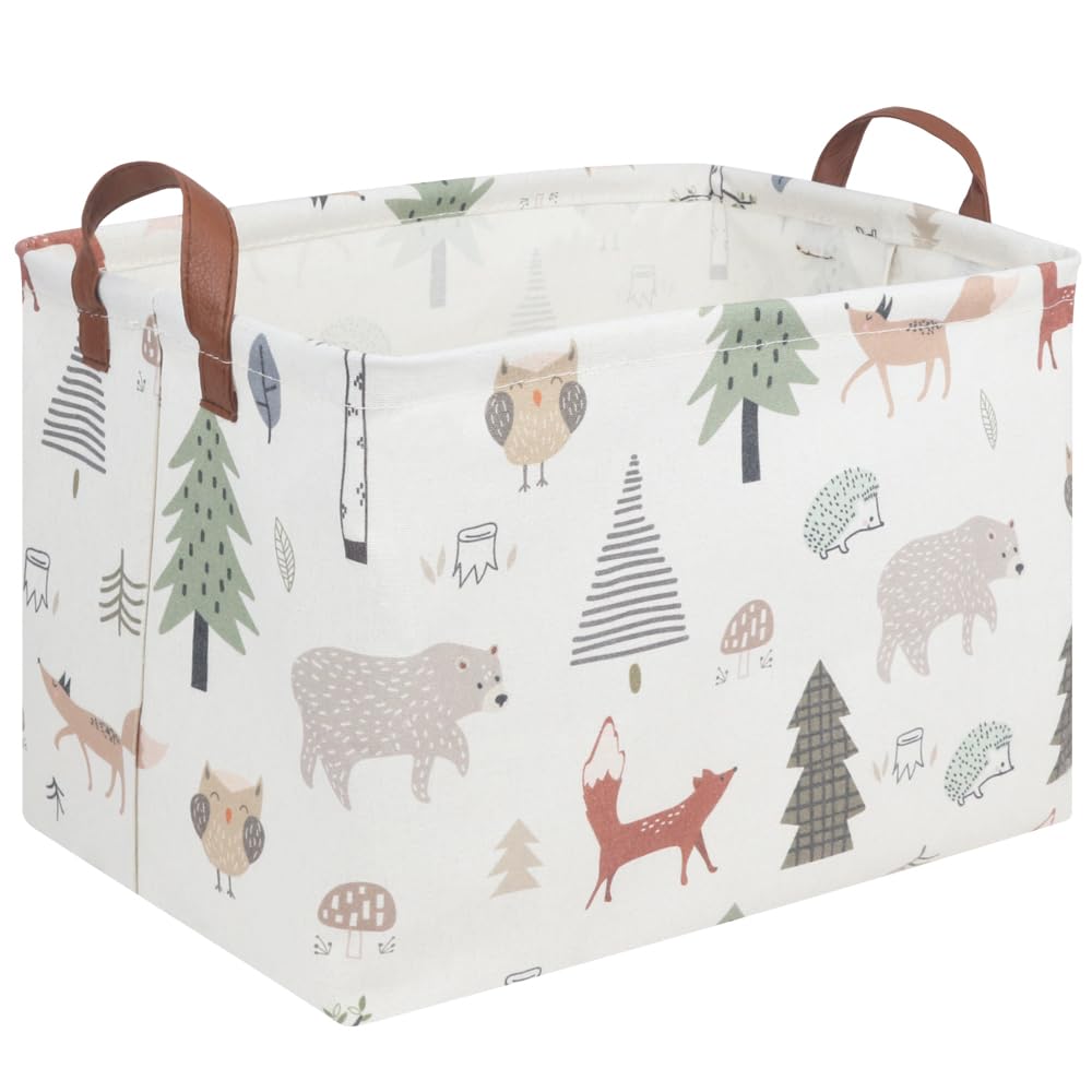 FXOCSHE rectangular animals basket stands upright for easy storage.