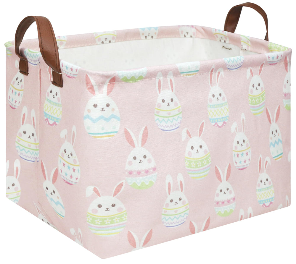 FXOCSHE rectangular Easter basket pink front view for toy storage and organization