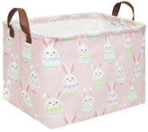 FXOCSHE rectangular Easter basket pink front view for toy storage and organization