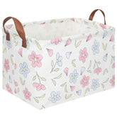 FXOCSHE rectangular flower basket front view with blue floral design for nursery decor.