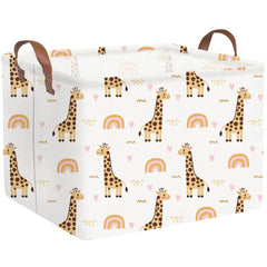 FXOCSHE rectangular giraffe basket front view for nursery organization and toy storage.