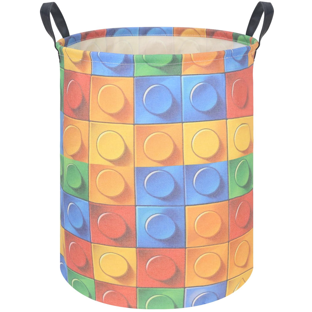 FXOCSHE toy storage basket close-up highlighting durable canvas and child-friendly design for tidy playrooms.