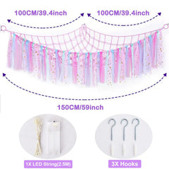 FYANER stuffed animal hammock with colorful tassels adds playful color and easy toy organization