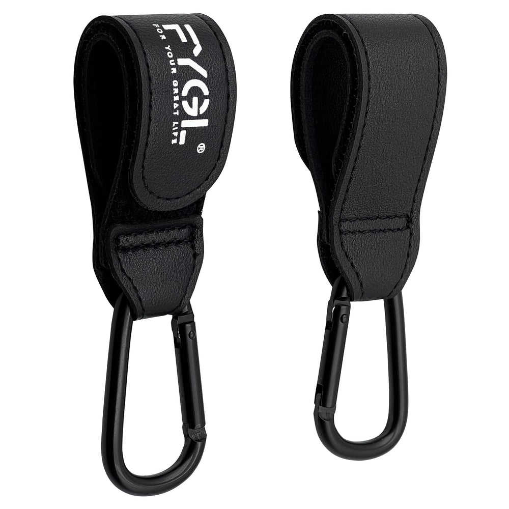 FYGL Stroller Hooks leather buggy clips for stylish, durable bag attachment during outings.