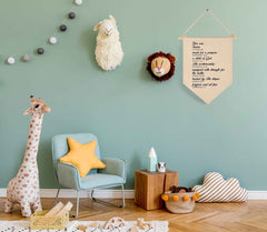 FYSIA pennant banner living room decor, provides neutral accent for cohesive styling.
