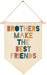 FYSIA Brothers Make The Best Friends banner setup showcases warm beige canvas for cozy nursery styling.
