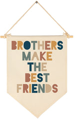 FYSIA Brothers Make The Best Friends banner setup showcases warm beige canvas for cozy nursery styling.
