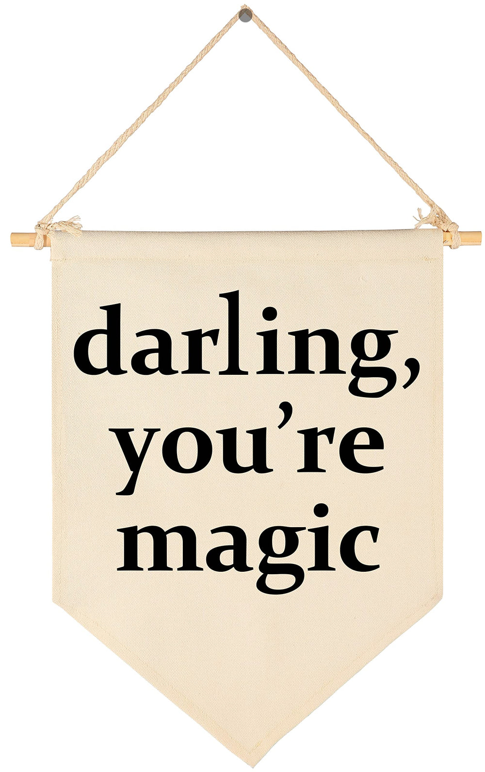 FYSIA Darling You're Magic canvas banner closeup showing cotton texture for nursery decor