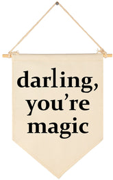 FYSIA Darling You're Magic canvas banner closeup showing cotton texture for nursery decor