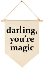 FYSIA Darling You're Magic canvas banner closeup showing cotton texture for nursery decor