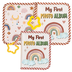 FYSUIMU Baby's First Family Album cover rainbow design supports joyful memory keeping.