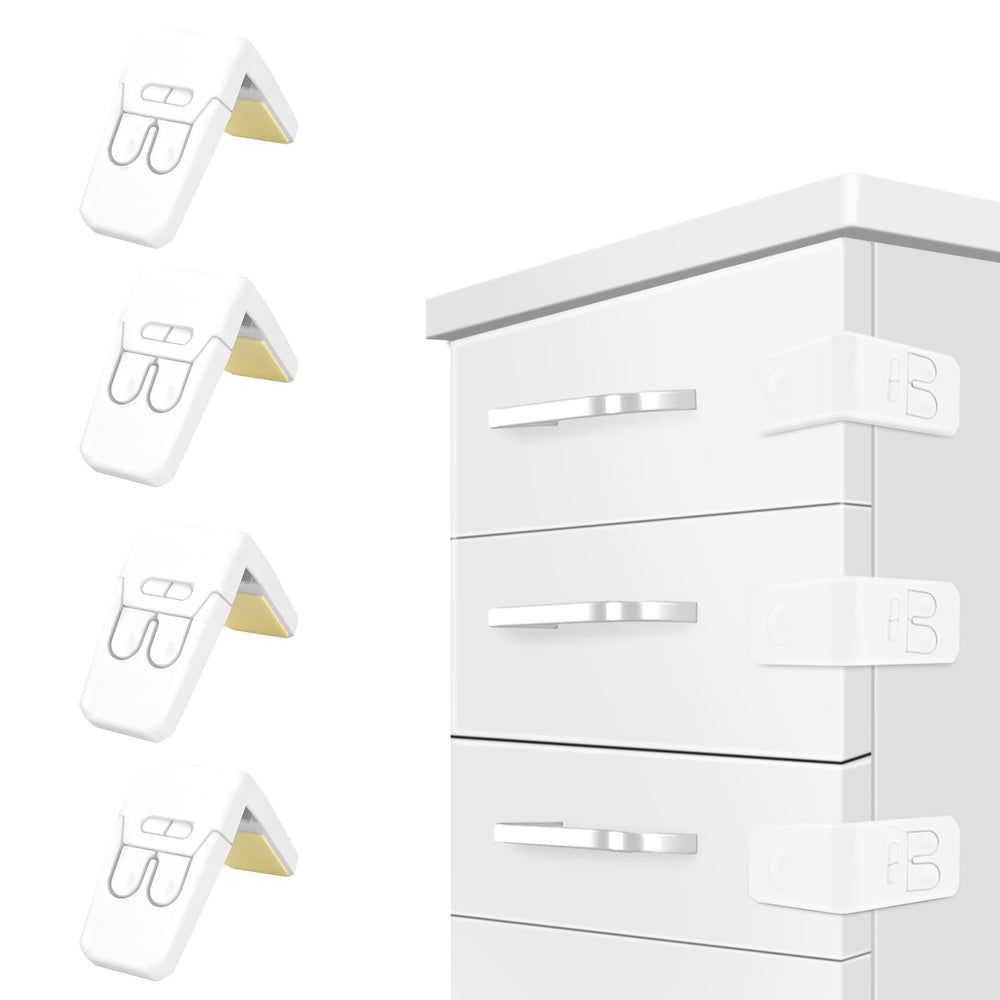 FYY cabinet locks on cabinet door proving baby-safe storage and easy adult access.