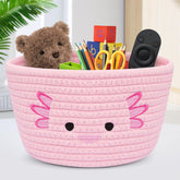 Fyzzra axolotl cotton rope basket pink top view for nursery organization
