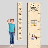 GADNIA growth chart with wall-mounted frames for milestone photos.