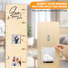 GADNIA natural wood growth chart blends with nursery decor.