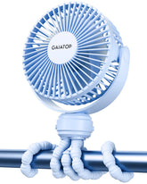 Gaiatop mini stroller fan car-seat-clip keeps baby cool during car rides with safe grip.