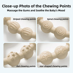 Gairssda teether textures closeup shows spiral and ridges for gums.