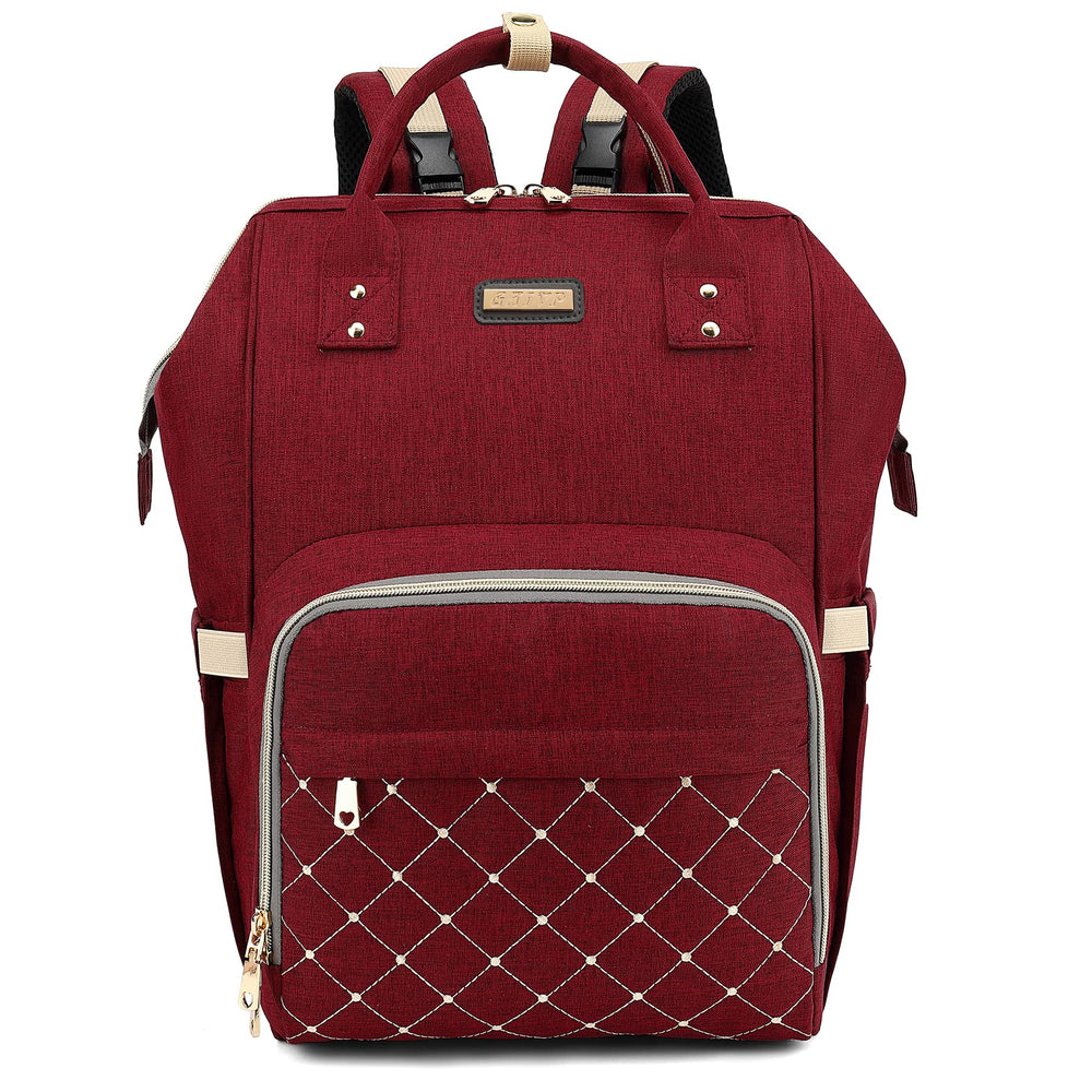 GAIVP diaper bag backpack front view in red showing compact everyday carry