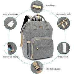 GAIVP diaper bag backpack gray stroller strap view enabling hands-free parenting.