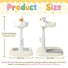 Gakfawd bath stand shows adjustable height and handle for comfortable use.