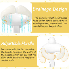 Gakfawd showerhead snap keeps nozzle within reach, freeing hands for rinsing.
