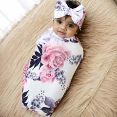 Galabloomer baby headband 13 inch white blush close-up demonstrating comfortable fit.