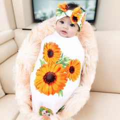 Galabloomer headband with a big bow in sunflower tones for photo-ready outfits