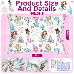 Ganeen Mermaid toddler pillowcase 14x19 close up of breathable cotton material