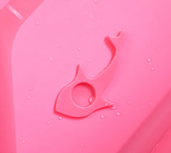 Ganen Baby Bath Tub Portable Pink in use provides comfortable bath time for babies.