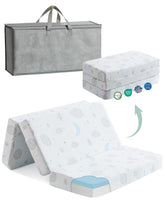Ganondorf Trifold Mattress pattern closeup showcasing serene cosmos jacquard design enhances baby's sleep ambiance.