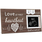 Garybank Love at First Heartbeat frame front view with heartbeat motif for keepsake.