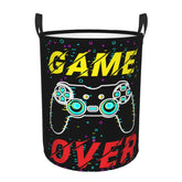 Gbuzozie gamer round laundry hamper front view with spacious capacity for dorm rooms.
