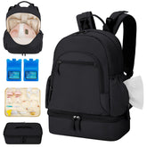 GDNasist breast pump backpack front view for easy commuting and organized storage.