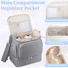 GDNasist bag cooler compartment close-up with ice packs for milk cooling on the go.