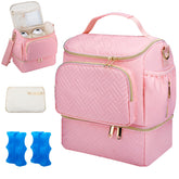 GDNasist wearable breast pump bag front view with organized storage for on-the-go moms.