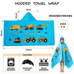 Gealaek kids wearable wrap hooded towel for pool or beach.