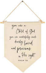 GEANHIL You Are A Child Of God banner closeup on durable cotton canvas for nursery decor.