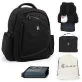 Gearbaby backpack front view shows ample space for pumping gear on the go.