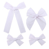 Gebelle 4pc cotton linen hair bows in white for everyday outfits and gentle styling.