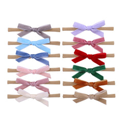Gebelle velvet bow headbands pack12 in bright colors for easy outfit coordination