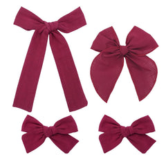 Gebelle cotton-linen long-tail bow in scarlet for soft daily wear.