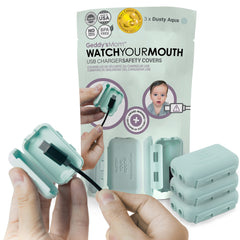 Geddy's Mom Watch Your Mouth charger cover closeup shows safe USB tip protection