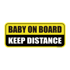 GEEKBEAR Baby on Board magnet front view on car door for high visibility at night