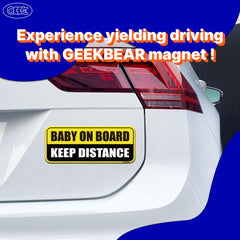 GEEKBEAR Baby on Board magnet reflective surface close-up for nighttime safety