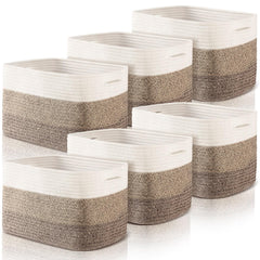 Geetery 6-pack woven baskets on grouped shelves for clutter-free storage