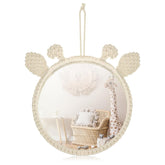 Geetery Boho Hanging Wall Mirror with giraffe ears adds rustic charm and depth to any space.